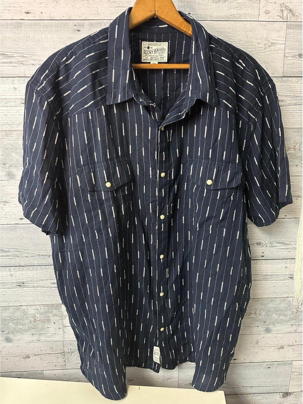Lucky Brand Mens Short Sleeve Pearl Snap Shirt Size 2XL